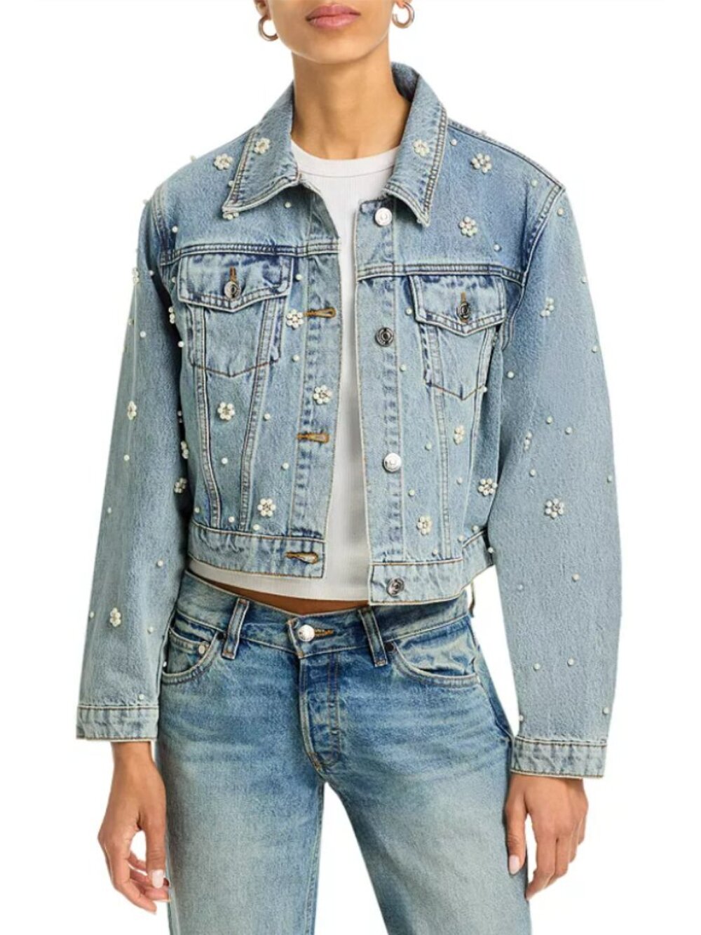 Steve Madden Embellished Denim Jacket NWT Sz XS